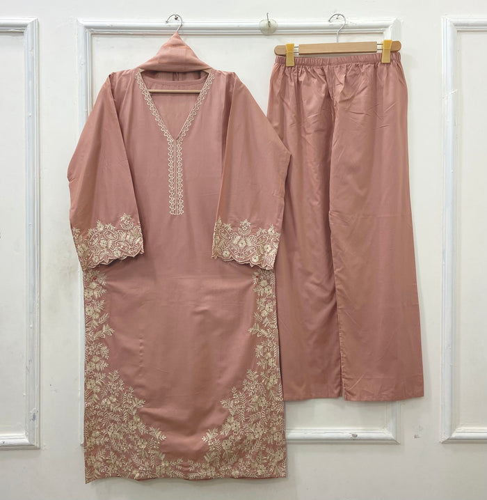 Long Embroidered | 3PC Lawn Cotton D-651