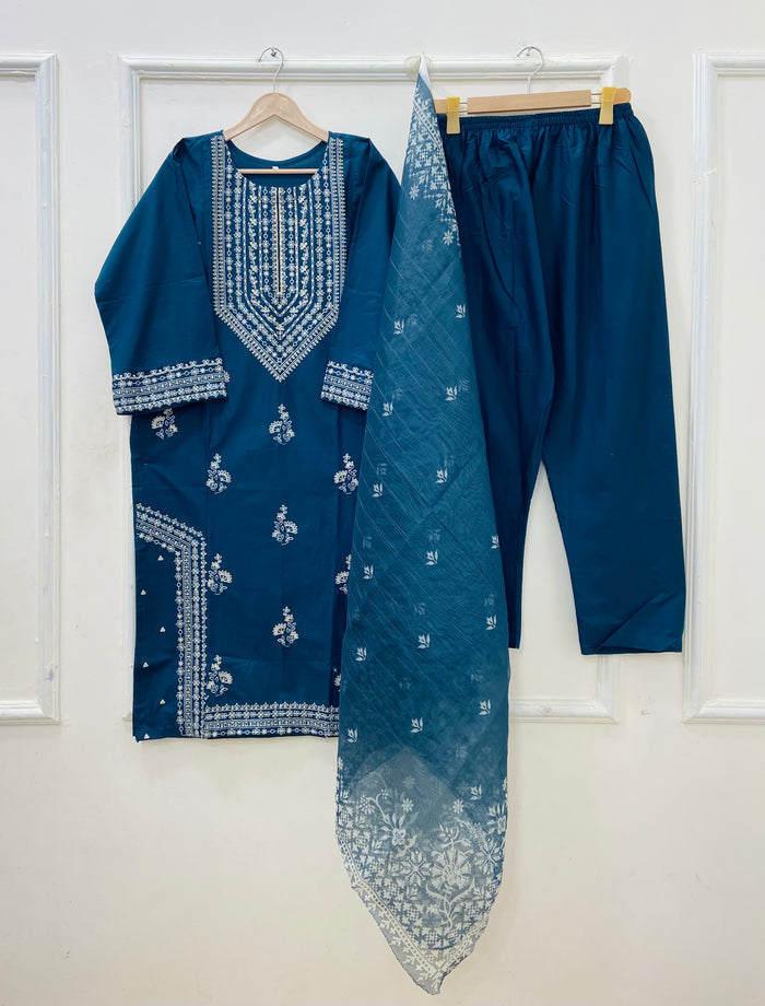Long Embroidered | 3PC Lawn D-612