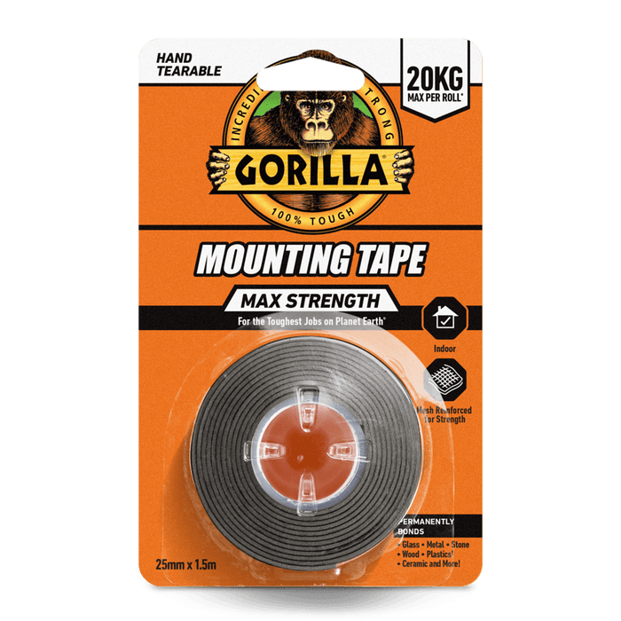 Max Strength Indoor Mounting Tape 25mm x 1.5m Black
