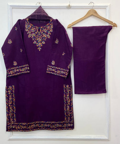 Multi Embroidered 3PC (Khaddar) D-218