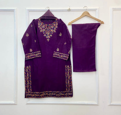 Multi Embroidered 3PC (Khaddar) D-218