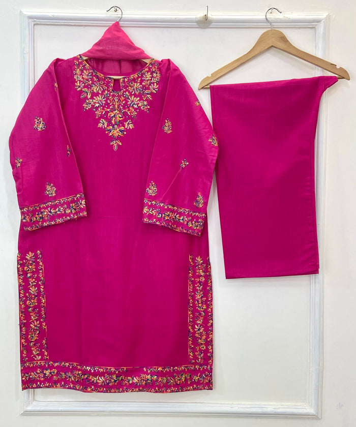Multi Embroidered 3PC (Khaddar) D-218