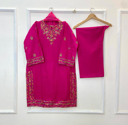 Multi Embroidered 3PC (Khaddar) D-218