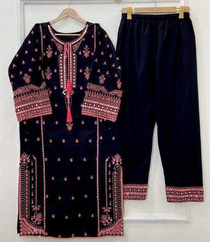Multi Matcha Embroidered 2PC (Premium Cotton) D-392
