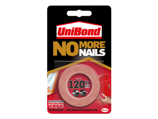 No More Nails Indoor & Outdoor Permanent Mounting Tape Roll 19mm x 1.5m