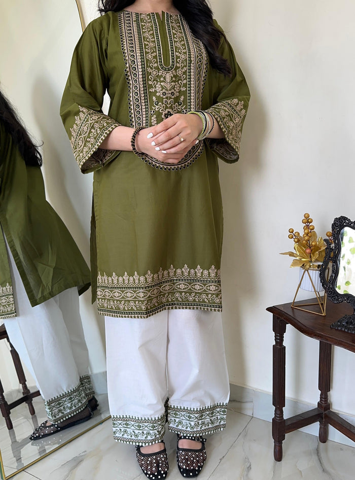 Olive Matcha | Farshi 2PC Cotton D-623