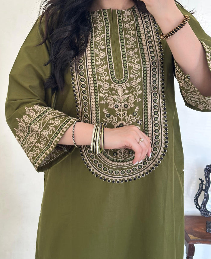 Olive Matcha | Farshi 2PC Cotton D-623