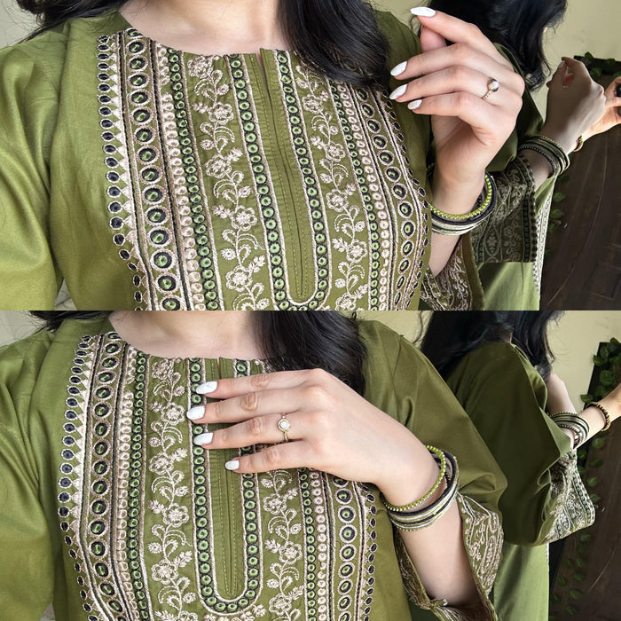 Olive Matcha | Farshi 2PC Cotton D-623