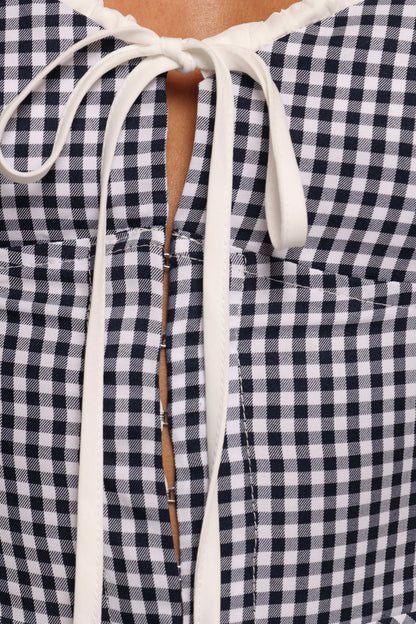 Danella Top - Navy Gingham