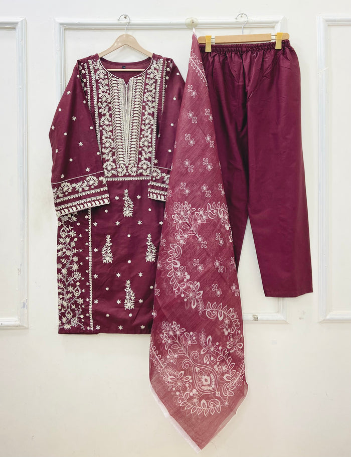 Premium Embroidered | 3PC D-729