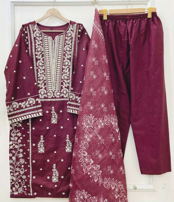 Premium Embroidered | 3PC D-729