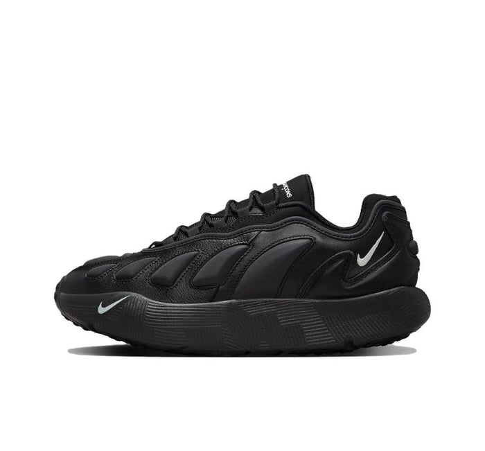 Black Nike Sense running sneaker with sculpted sole and lace-up closure