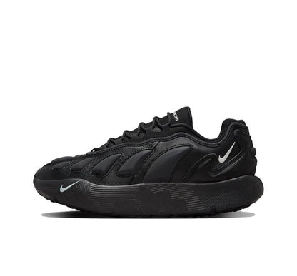 Black Nike Sense running sneaker with sculpted sole and lace-up closure