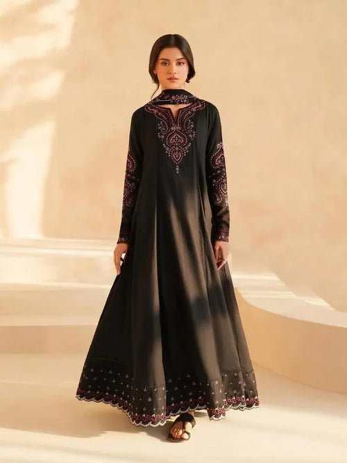 Siyah | Frock 3PC D-696