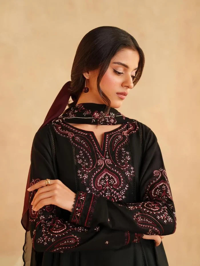 Siyah | Frock 3PC D-696