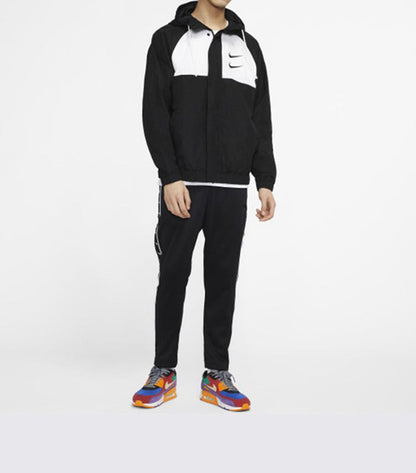 Nike hooded windbreaker with white chest panel and full-zip front
