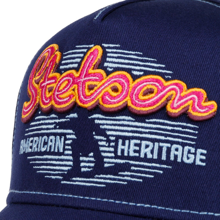 Stetson Neon Wordmark Trucker Cotton Cap - Navy