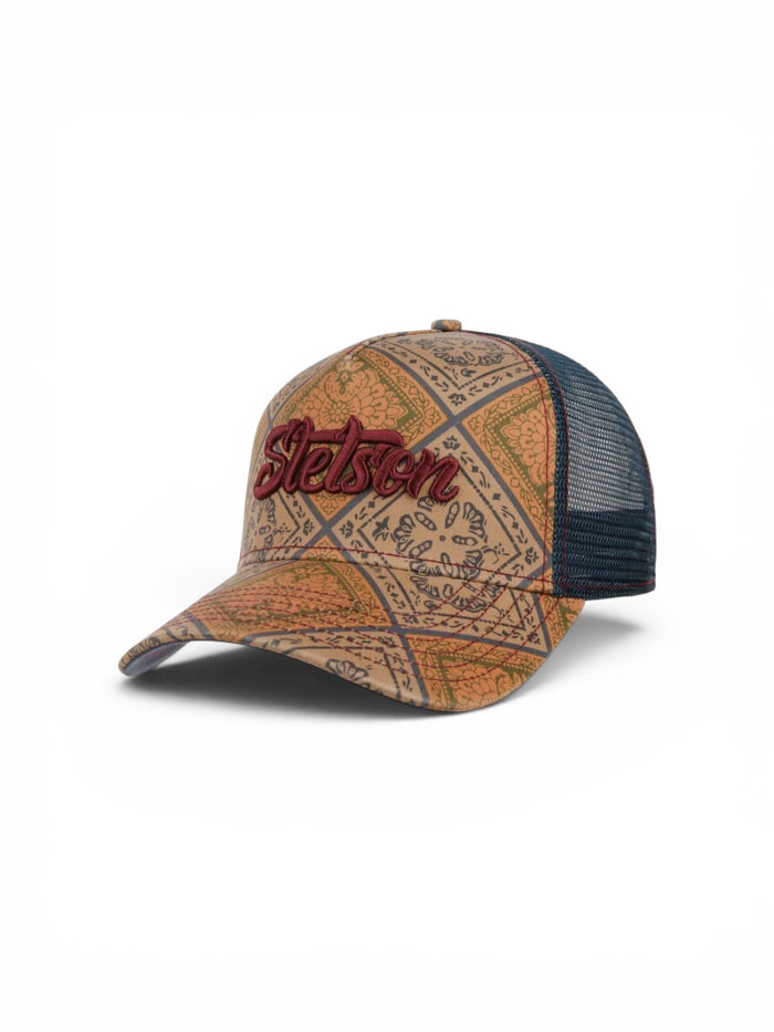 Stetson Vintage Print Trucker Cap - Beige / Blue