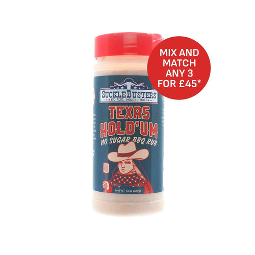 Sucklebusters Texas Hold'Um (No Sugar) BBQ Rub - 368g (14.5oz)