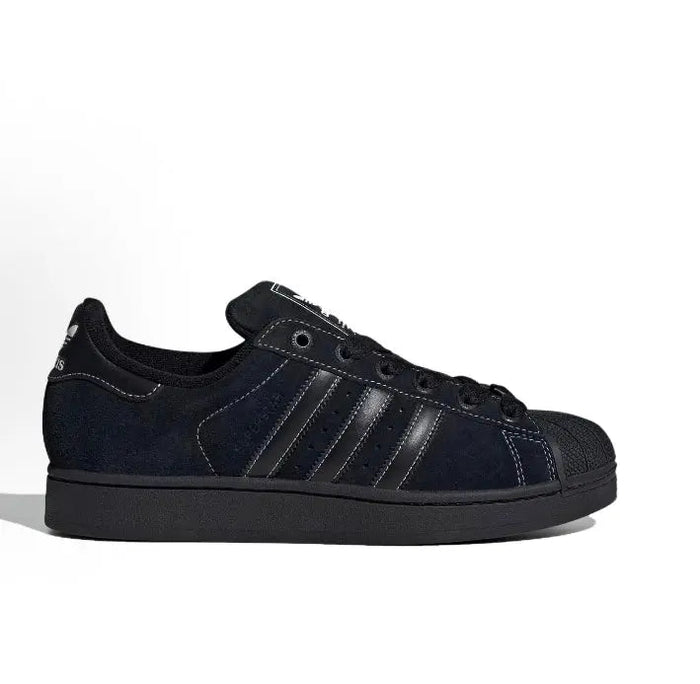 Adidas Superstar II low-top sneakers in dark color, suede-like upper, lace-up design