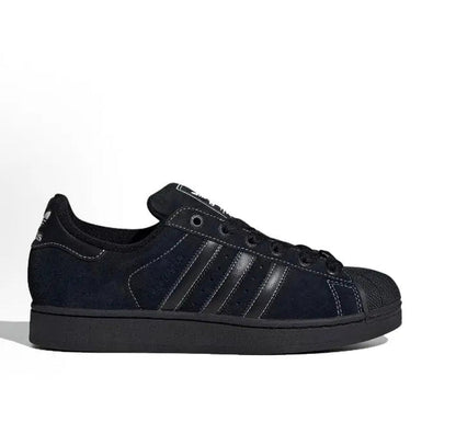 Adidas Superstar II low-top sneakers in dark color, suede-like upper, lace-up design