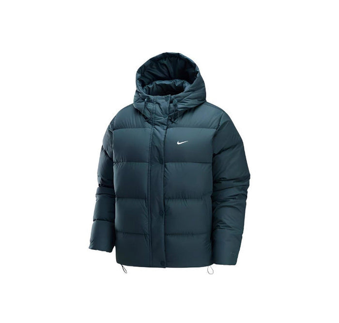 Nike Therma-FIT puffer jacket with hood, dark green, full-zip