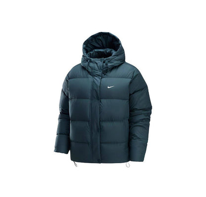 Nike Therma-FIT puffer jacket with hood, dark green, full-zip