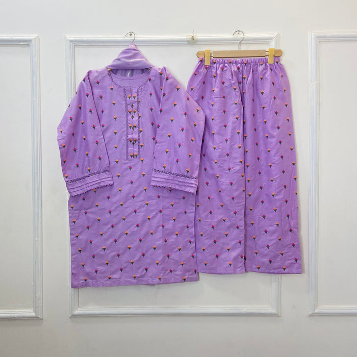 Tulip | Embroidered 3PC Lawn Cotton D-615