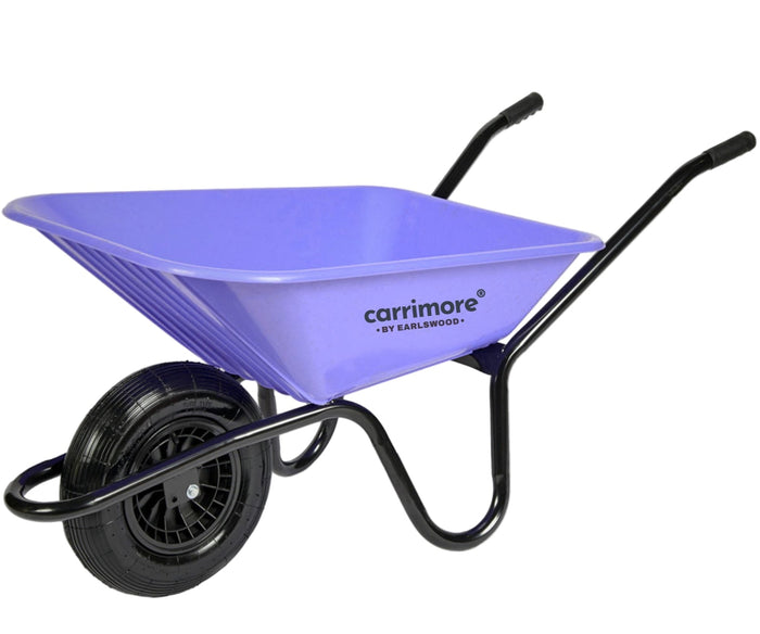 Wheelbarrow: Carrimore Super Purple Assembled With Puncture Proof Yellow Wheel 90ltr