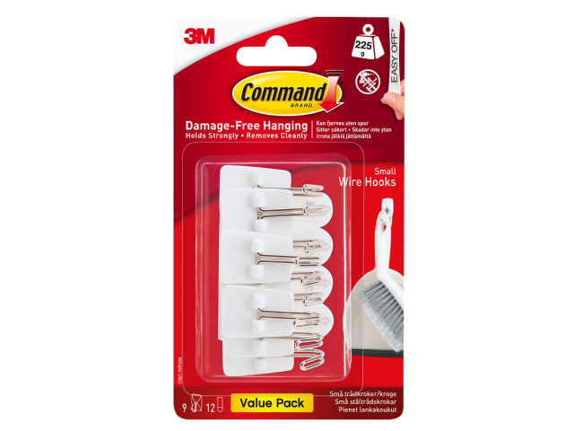 Wire Hooks + Strips Small Clear x 9